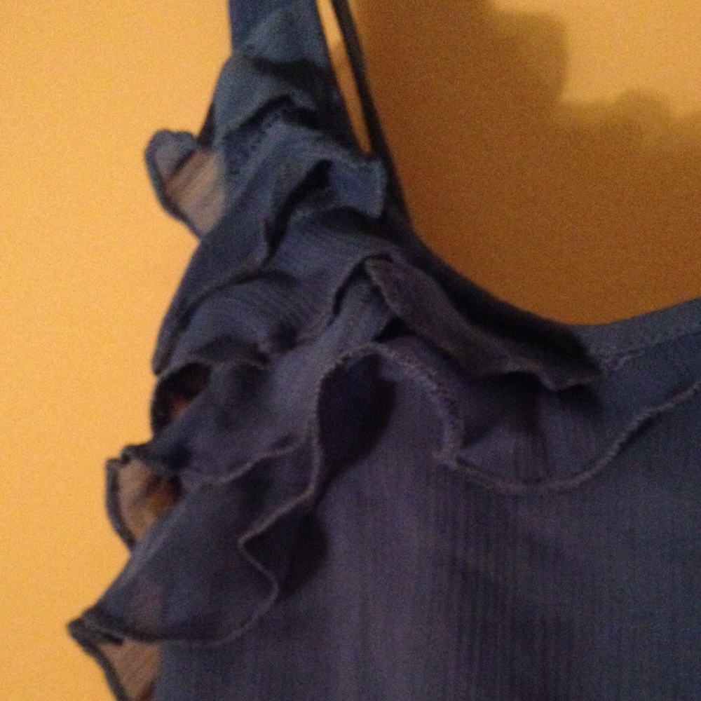 Blue Ruffle Front Dress - Picture 4 of 6